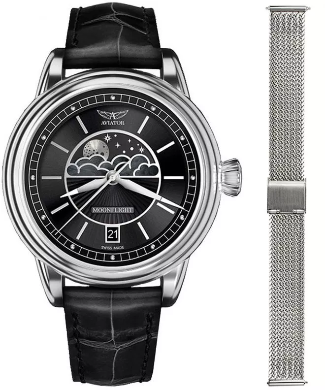 Ρολόι Γυναικεία Aviator Moonflight + bransoleta Morellato V.1.33.0.252.4-W-SET