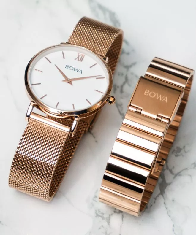 Ρολόι Γυναικεία BOWA London White Rose-Gold 33 SET LO337-27-167M