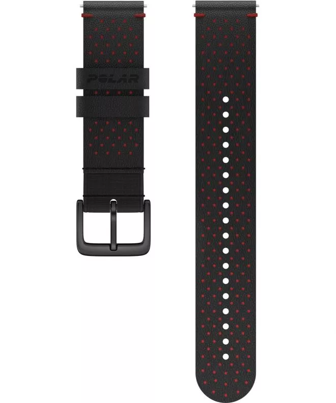 Λουράκι Polar Perforated Leather Black-Red M/L 725882061320