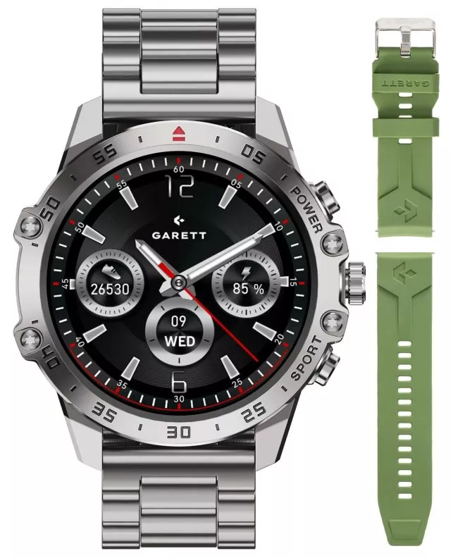 Smartwatch Ανδρικά Garett V14 Ασημένιο SET 5904238486849