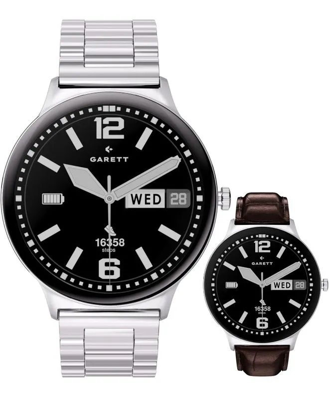 Smartwatch Ανδρικά Garett Quantum Glow Silver SET 5904238487563