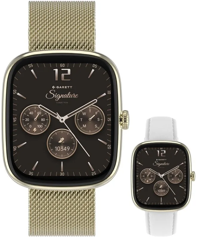 Smartwatch Γυναικεία Garett Signature Flow Gold Mesh SET 5904238485033