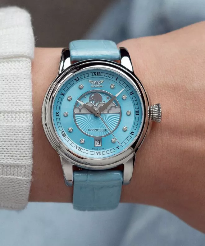 Ρολόι Γυναικεία Aviator Douglas Moonflight Ice Blue Diamonds Limited Edition V.1.33.0.359.4