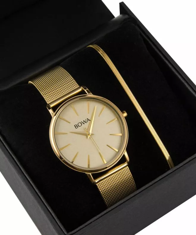 BOWA Praha Full-Gold Mesh 38 Gift Set (ρολόι + βραχιόλι) PH384-44-184M-419-03