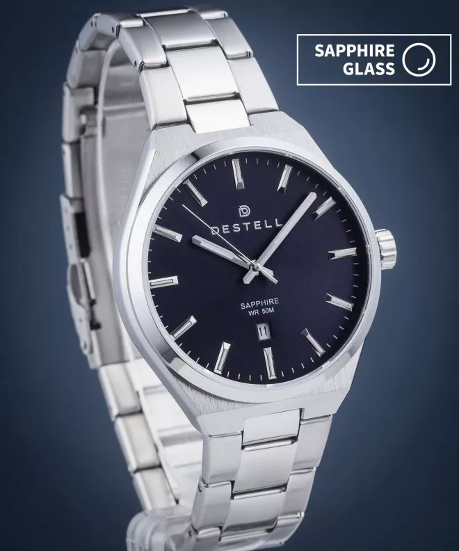 Ρολόι Ανδρικά DESTELL Aries Navy Blue Silver Steel Sapphire AR405-35-205S