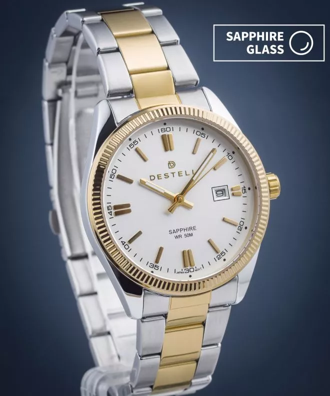 Ρολόι Ανδρικά DESTELL Loup White Silver-Gold Steel Sapphire LU38554-24-2054S