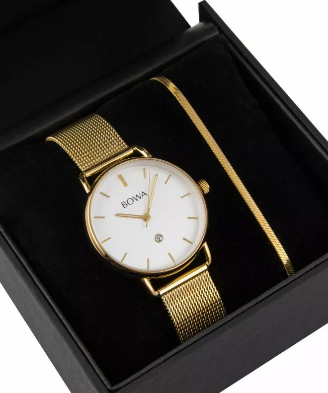 BOWA Milan White-Gold Mesh 34 Gift Set (ρολόι + βραχιόλι) MI344-24-164M-419-03