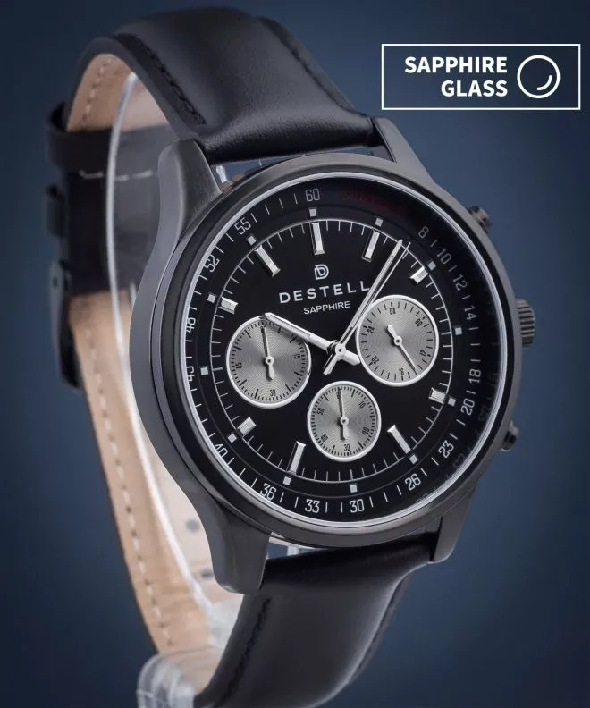 Ρολόι Ανδρικά DESTELL Circinus Full Black Leather Chronograph Sapphire CR411-15-201L