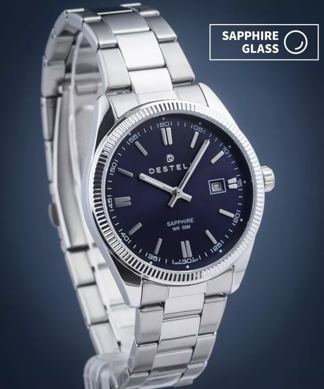 Ρολόι Ανδρικά DESTELL Loup Blue Silver Steel Sapphire LU3855-35-205S