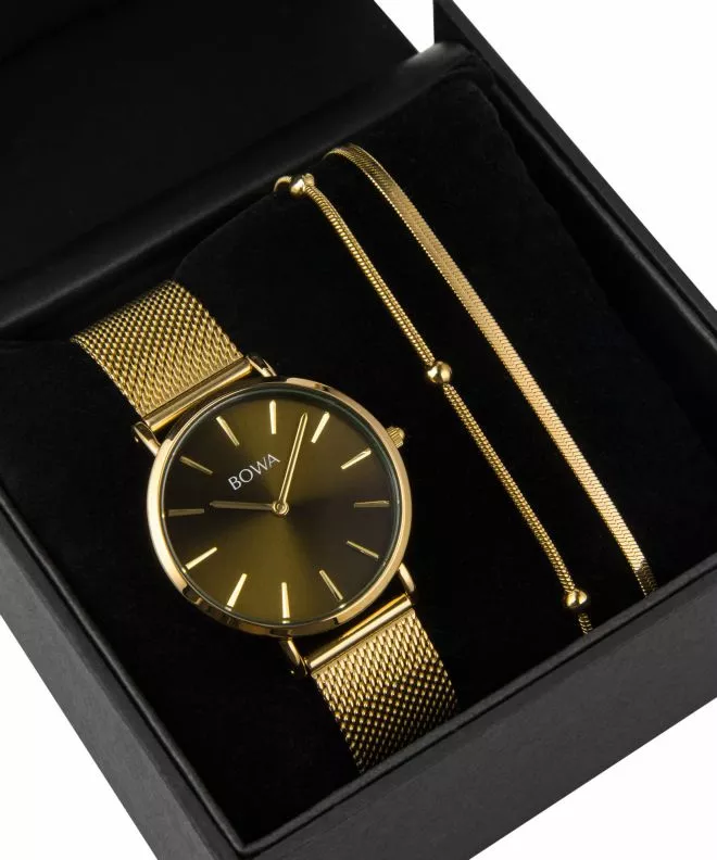 BOWA New York Petite Green-Gold Mesh 34 Gift Set (ρολόι + βραχιόλι) NY344-04-184M-419-01