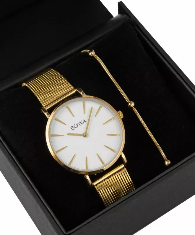 BOWA New York White-Gold Mesh 38 Gift Set (ρολόι + βραχιόλι) NY384-24-184M-419-04