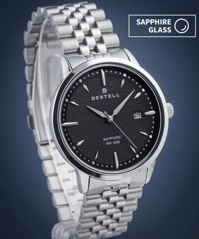 Ρολόι Ανδρικά DESTELL Pictor Black Silver Steel Sapphire PT405-15-205J