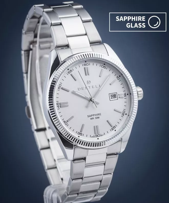 Ρολόι Ανδρικά DESTELL Loup White Silver Steel Sapphire LU3855-25-205S