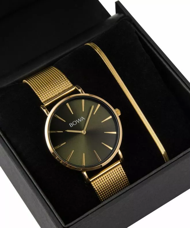BOWA New York Green-Gold Mesh 38 Gift Set (ρολόι + βραχιόλι) NY384-04-184M-419-03
