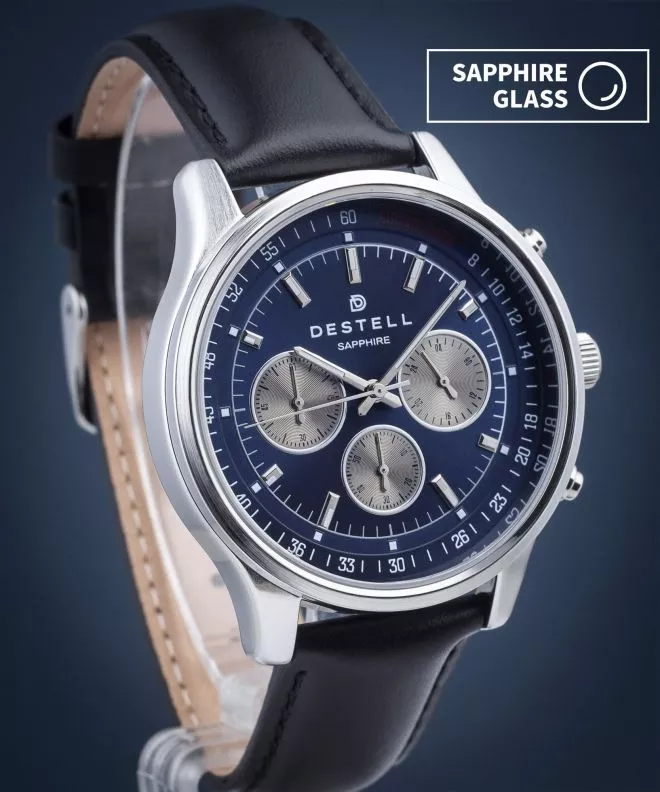 Ρολόι Ανδρικά DESTELL Circinus Blue Silver Black Leather Chronograph Sapphire CR415-35-201L
