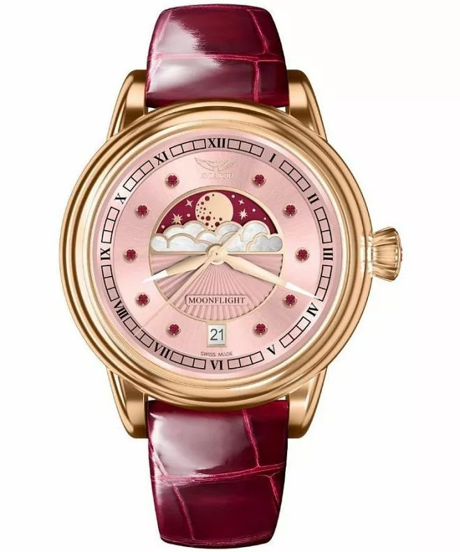 Ρολόι Γυναικεία Aviator Moonflight Gemstone Edition Pink Red Ruby Limited Edition V.1.33.2.418.4