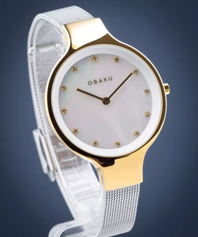Ρολόι Γυναικεία Obaku Obaku Sky Gold Bi V173LXGWMC2