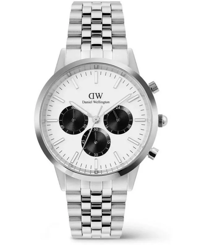 Ρολόι Ανδρικά Daniel Wellington Iconic Arch 5-Link Off- White Panda Silver Chronograph DW00100872