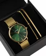 BOWA Praha Green-Gold Mesh 38 Gift Set (ρολόι + βραχιόλι)