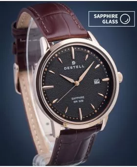 Ρολόι Ανδρικά DESTELL Pictor Black Rose Gold Brown Leather Sapphire