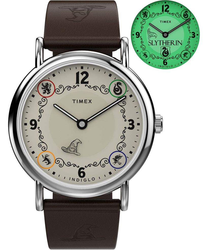 Ρολόι για Γυναίκες και Άνδρες Timex Harry Potter X Weekender Slytherin House 38mm Leather Strap