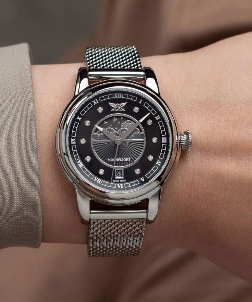 Ρολόι Γυναικεία Aviator Douglas Moonflight Black Diamonds Limited Edition
