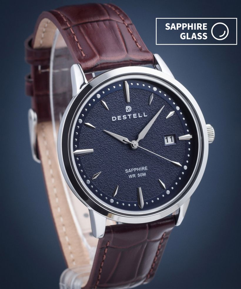 Ρολόι Ανδρικά DESTELL Pictor Blue Silver Brown Leather Sapphire