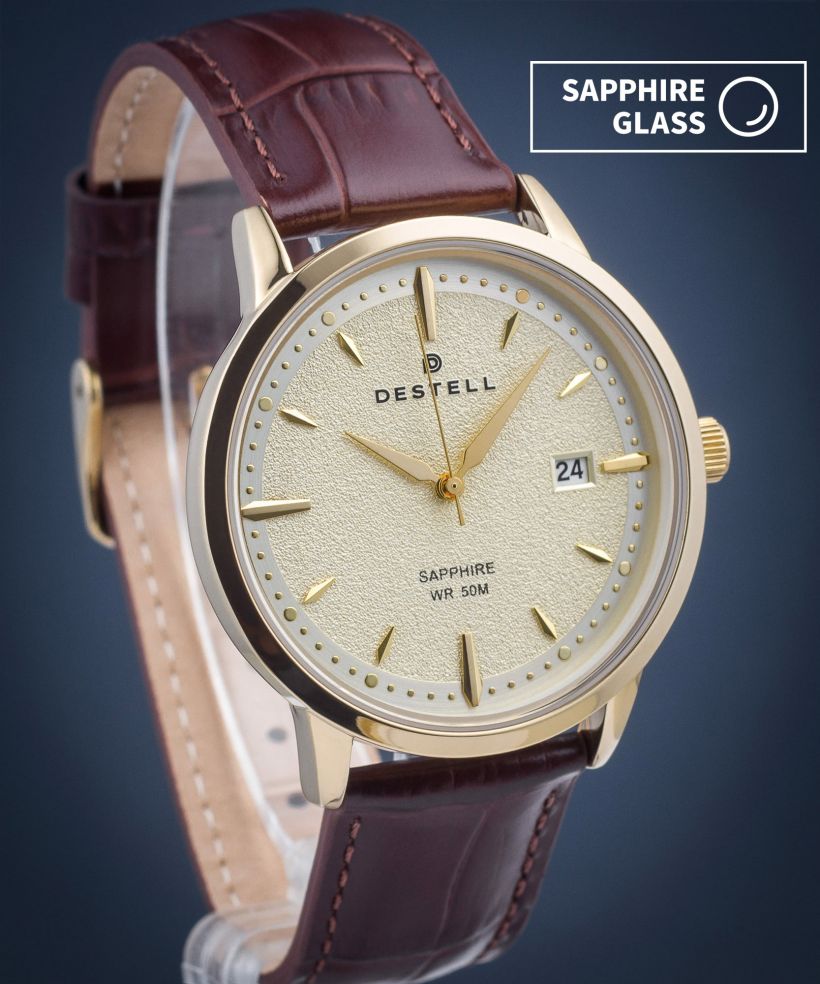 Ρολόι Ανδρικά DESTELL Pictor Gold Brown Leather Sapphire