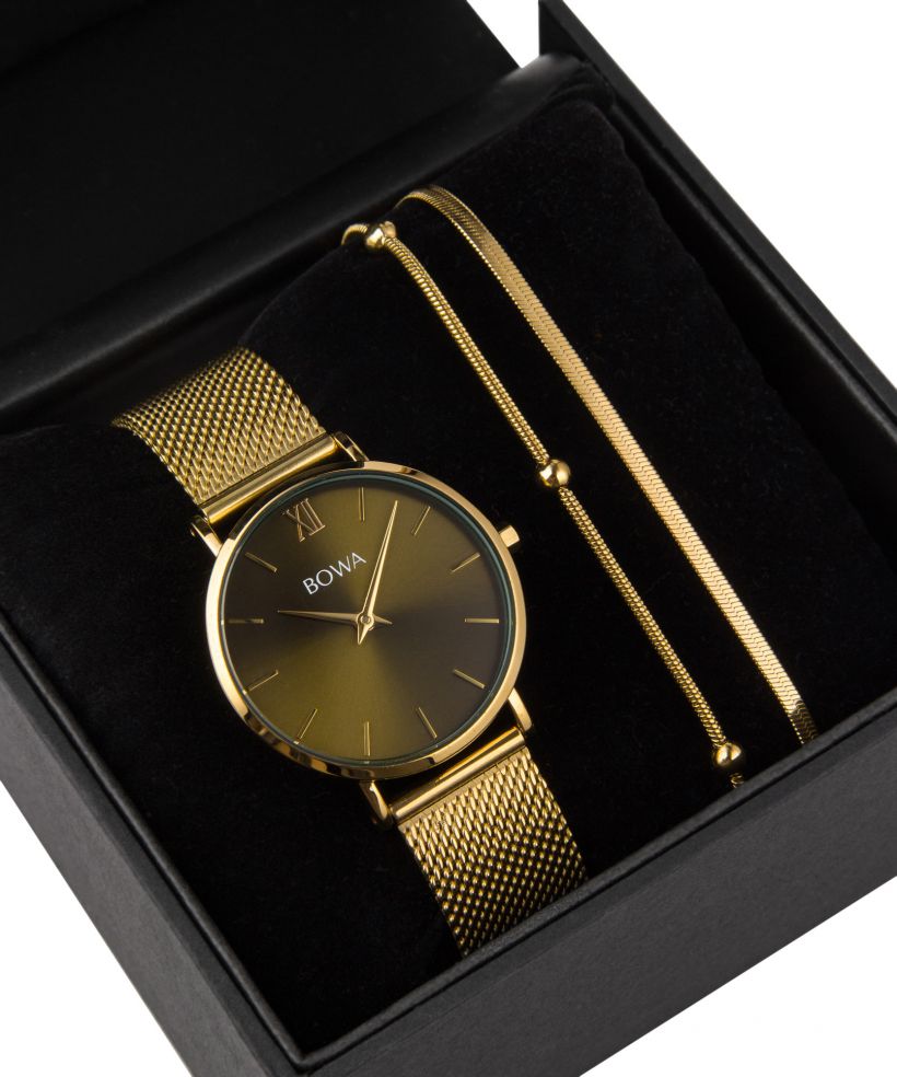 BOWA London Green-Gold Mesh 33 Gift Set (ρολόι + βραχιόλι)