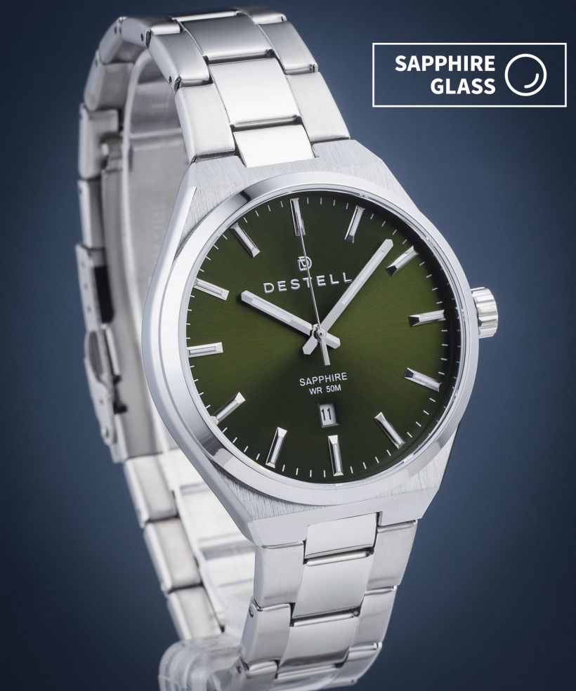Ρολόι Ανδρικά DESTELL Aries Green Silver Steel Sapphire