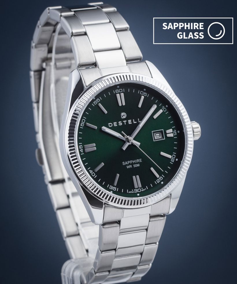 Ρολόι Ανδρικά DESTELL Loup Green Silver Steel Sapphire