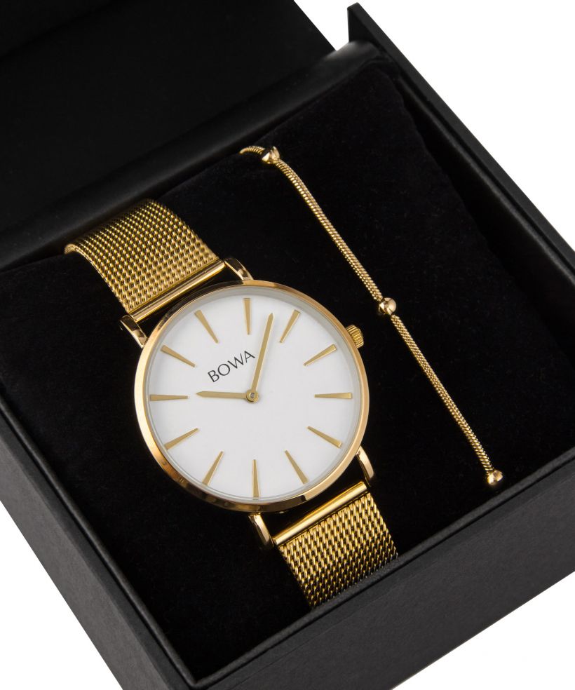 BOWA New York White-Gold Mesh 38 Gift Set (ρολόι + βραχιόλι)