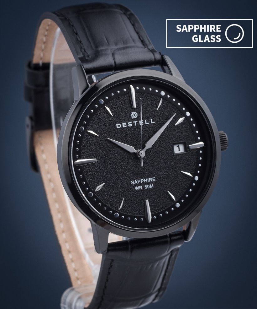 Ρολόι Ανδρικά DESTELL Pictor Full Black Leather Sapphire