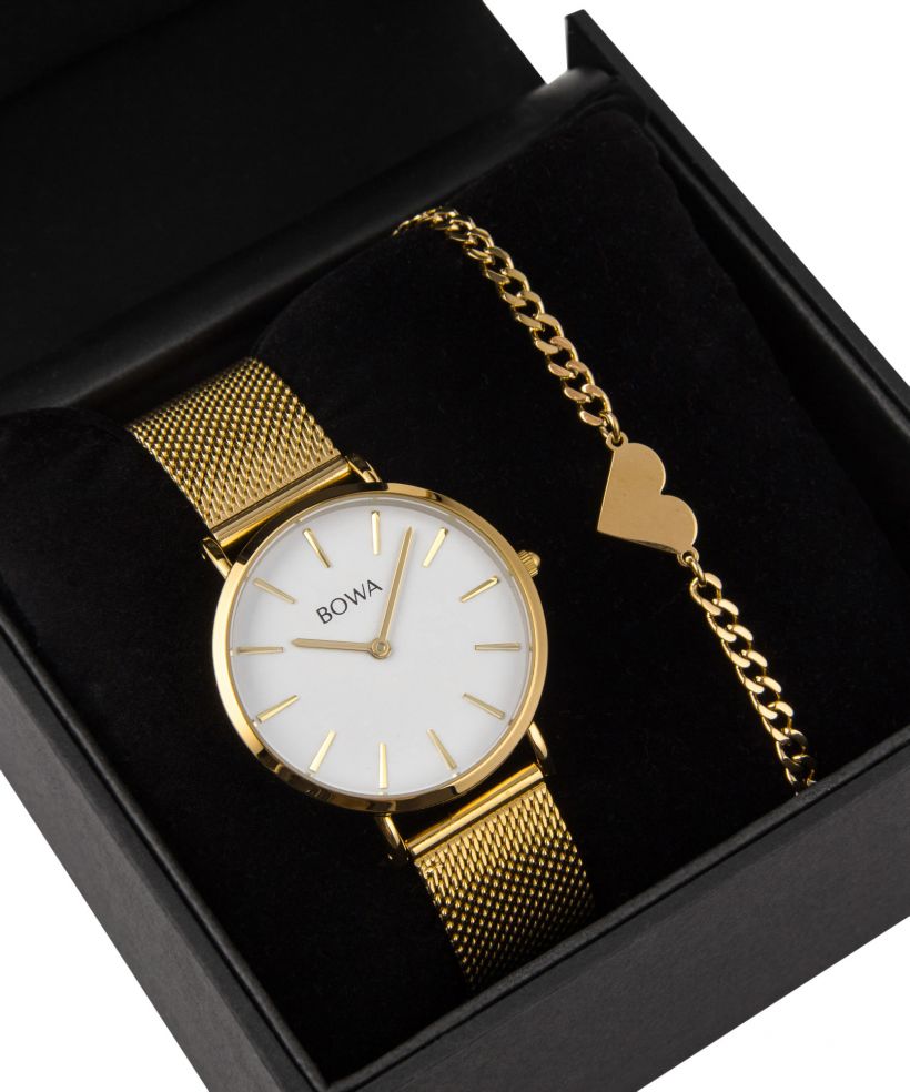 BOWA New York Petite White-Gold Mesh 34 Gift Set (ρολόι + βραχιόλι)
