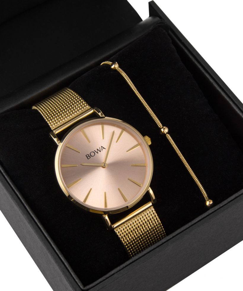 BOWA New York Pink-Gold Mesh 38 Gift Set (ρολόι + βραχιόλι)