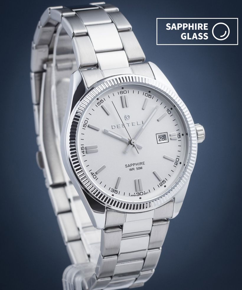 Ρολόι Ανδρικά DESTELL Loup White Silver Steel Sapphire